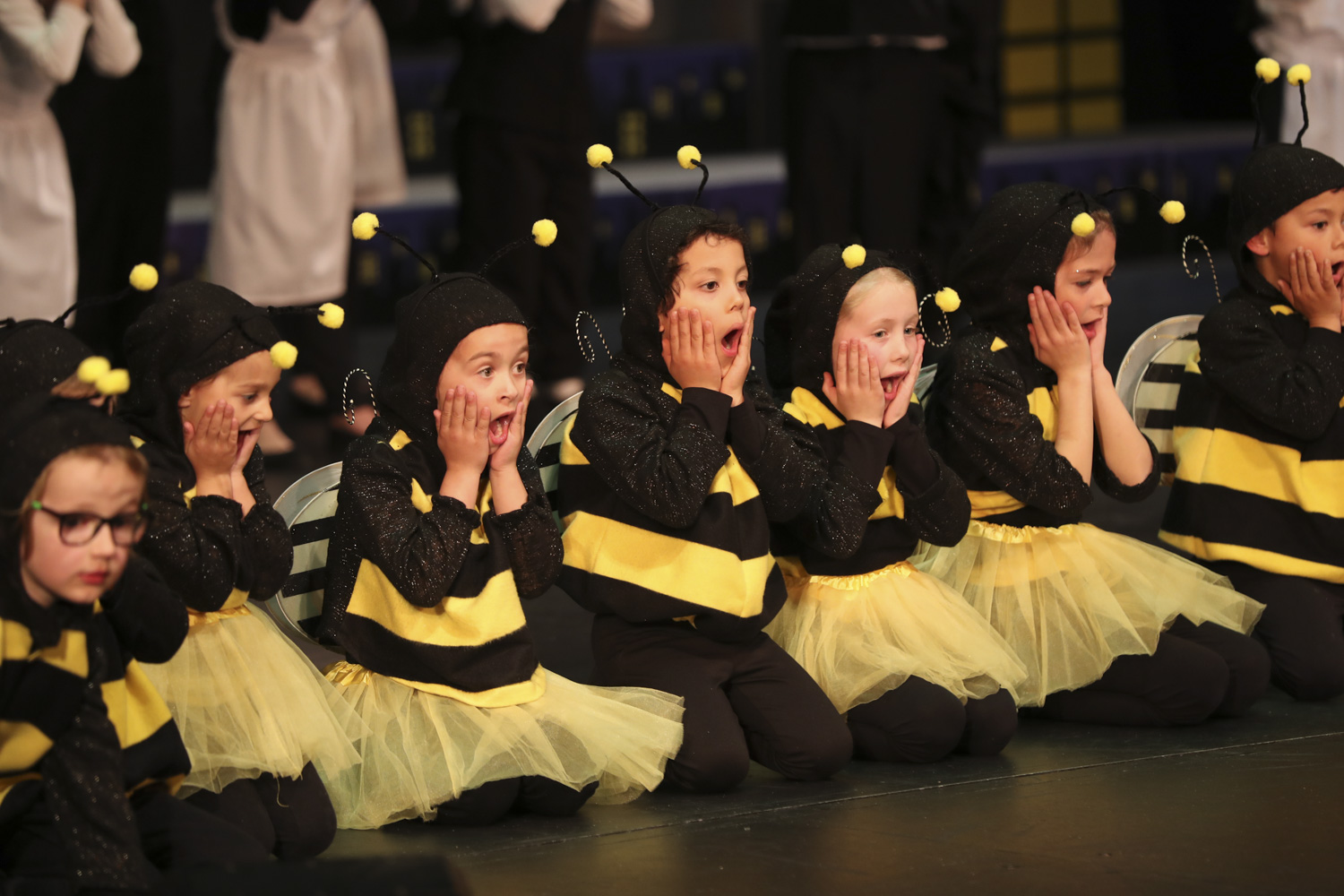 Students dressed as bees in a TVPS production